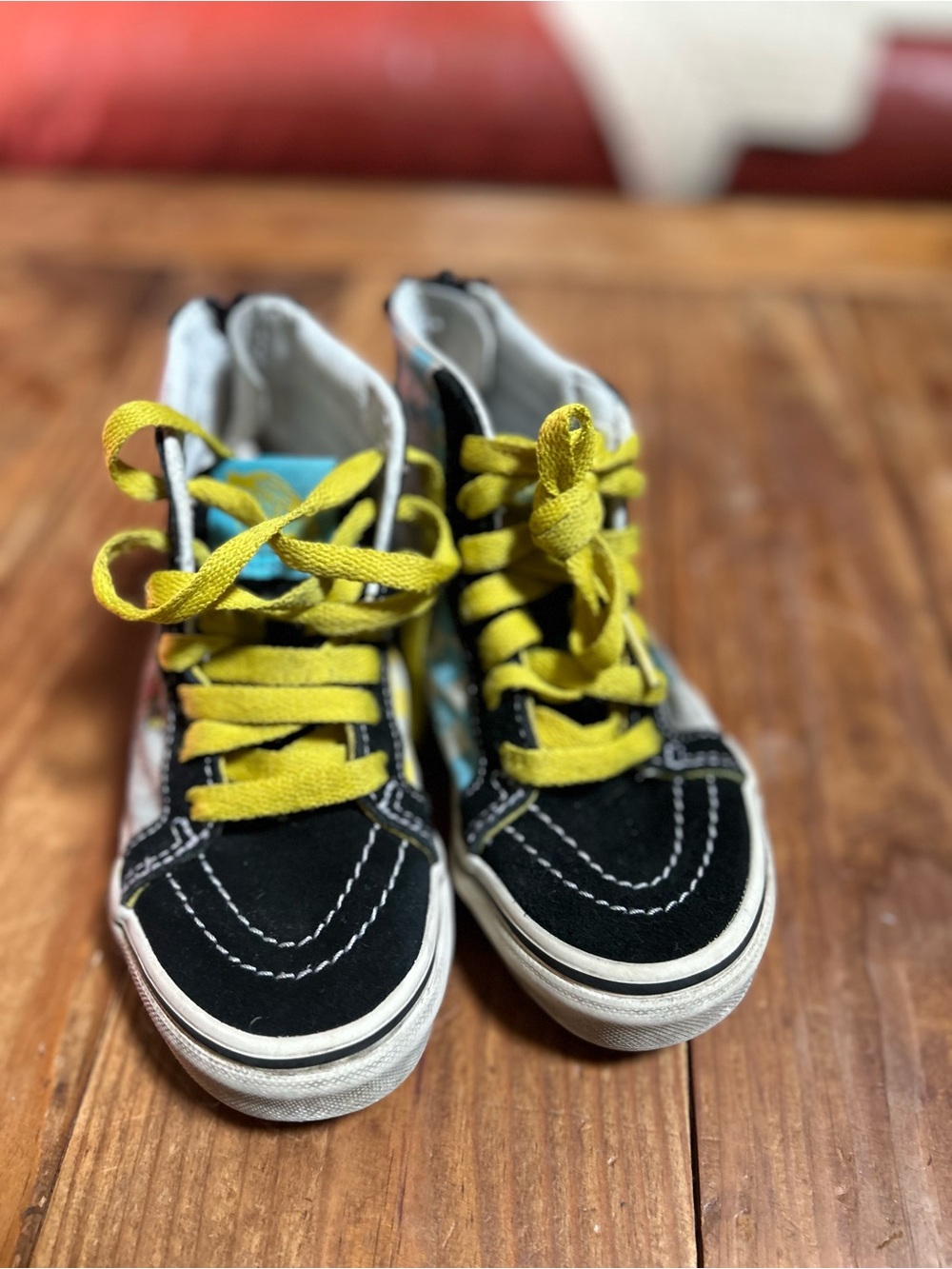 Vans Kids Black High-Top Sneakers with Yellow Laces